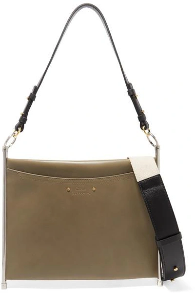Shop Chloé Roy Leather Shoulder Bag In Army Green