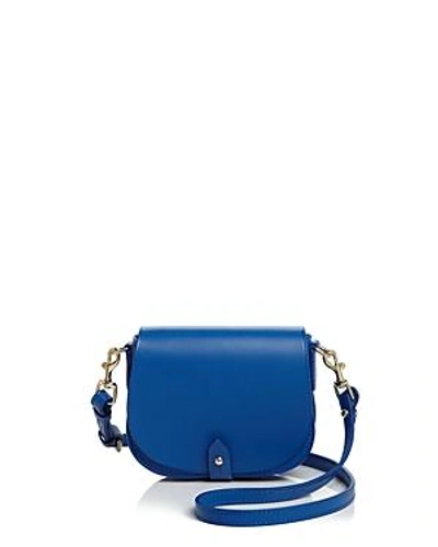 Shop Celine Lefebure Camille Mini Leather Saddle Bag - 100% Exclusive In Cobalt Navy Blue/gold