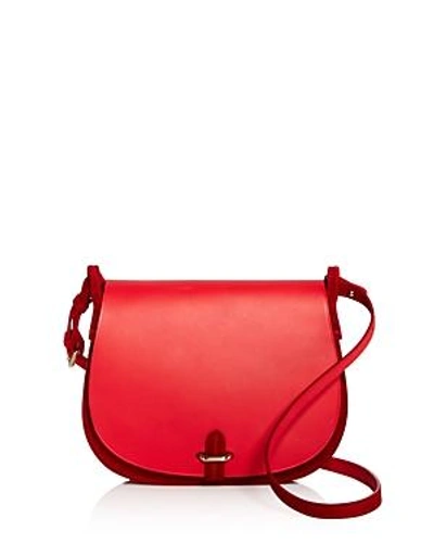 Shop Celine Lefebure Emma Leather & Suede Saddle Bag - 100% Exclusive In Coral Red/gold