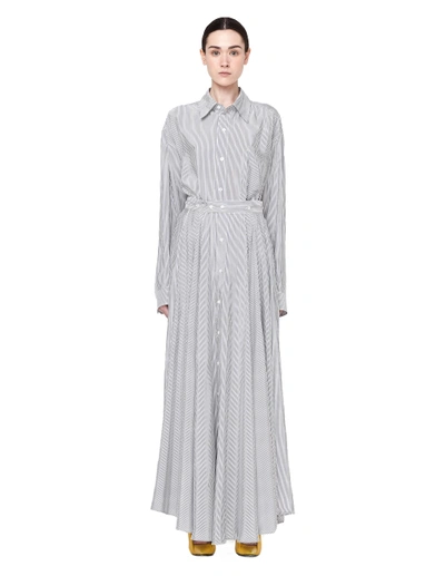 Shop Faith Connexion Striped Silk Transformer Floor-length Dress In Grey