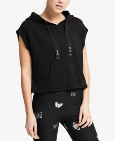 Shop Dkny Sport Sleeveless Cropped Hoodie In Black