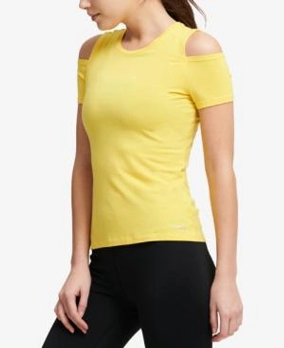 Shop Dkny Sport Cold-shoulder Top In Taxi Yellow