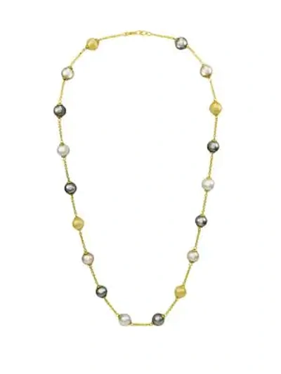 Shop Majorica 18k Yellow Gold Pearl Illusion Necklace In Gold Multi