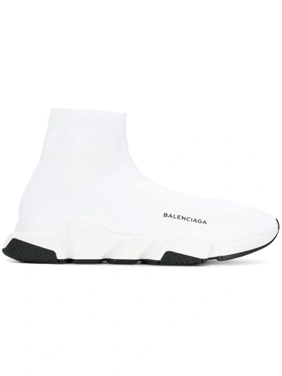 Shop Balenciaga Speed Low Slip-on Sneakers - White
