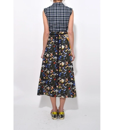 Shop R13 Apron Prairie Dress In Navy/yellow Plaid Combo In Multi