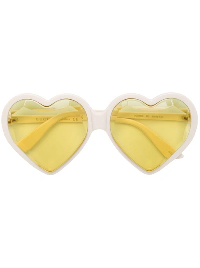 Shop Gucci Heart Frame Sunglasses In Neutrals