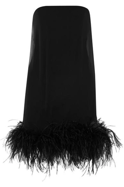 Shop Saint Laurent Feather-trimmed Chiffon Mini Dress