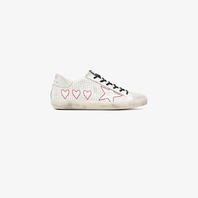 Shop Golden Goose Deluxe Brand White Superstar Perforated Leather Sneakers