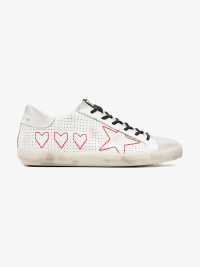 Shop Golden Goose Deluxe Brand White Superstar Perforated Leather Sneakers