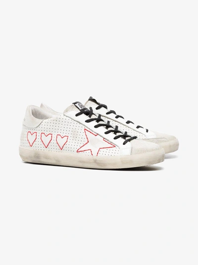 Shop Golden Goose Deluxe Brand White Superstar Perforated Leather Sneakers