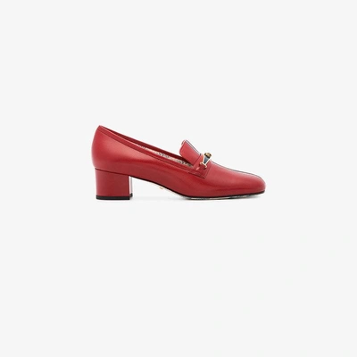 Shop Gucci Red And Blue Ginger 45 Leather Pumps
