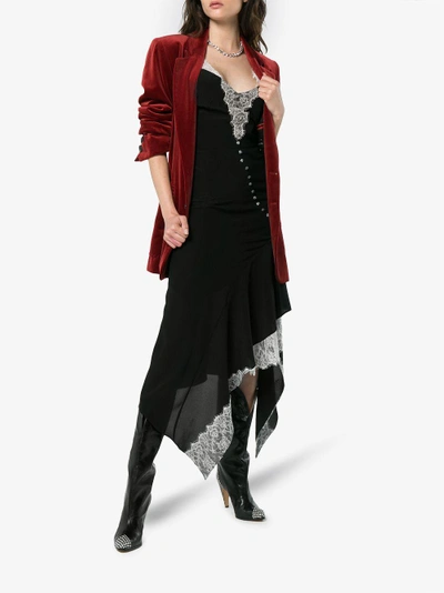Shop Olivier Theyskens Silk Slip Dress With Lace In Black