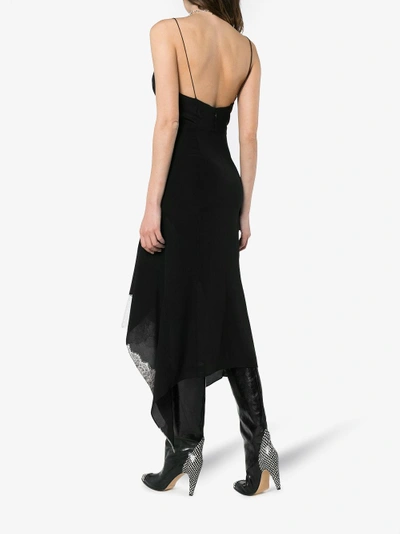 Shop Olivier Theyskens Silk Slip Dress With Lace In Black