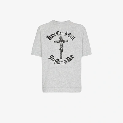 Shop Willy Chavarria Orale Crucifix Print T-shirt In Grey
