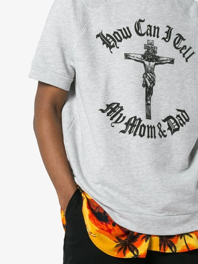 Shop Willy Chavarria Orale Crucifix Print T-shirt In Grey