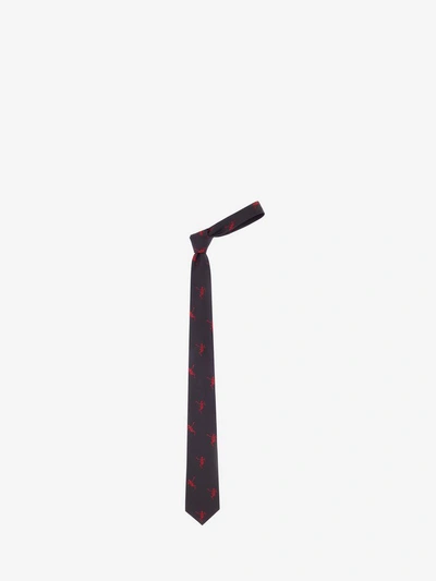 Shop Alexander Mcqueen Dancing Skeleton Tie In Black/red