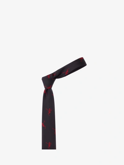 Shop Alexander Mcqueen Dancing Skeleton Tie In Black/red