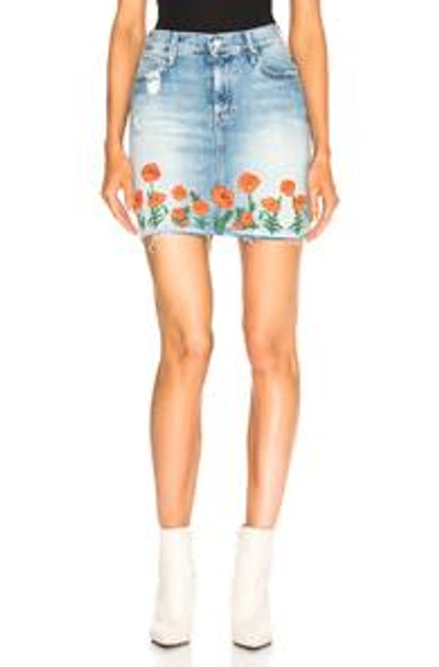 Shop Mother Poppy Straight Fray Skirt In Blue