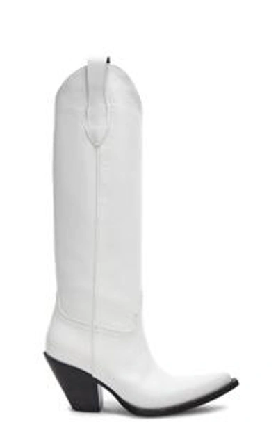 Shop Maison Margiela Leather High Mexas Boots In White