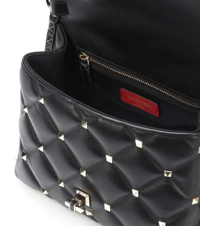 Shop Valentino Vltn Rockstud Leather Shoulder Bag In Black