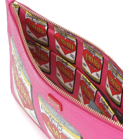 Shop Dolce & Gabbana Sicily Printed Leather Shoulder Bag In Pink