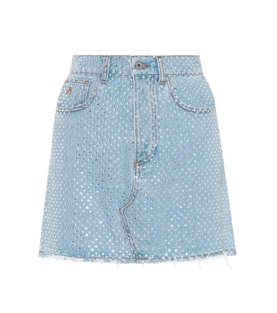 Shop Attico Embellished Denim Skirt