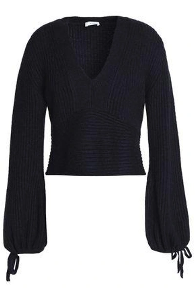 Shop A.l.c Woman Ribbed Merino Wool-blend Sweater Midnight Blue