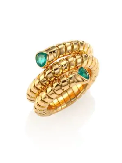 Shop Marina B Women's Trisola Emerald & 18k Yellow Gold Coil Ring