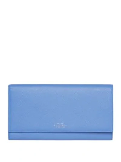 Shop Smythson Panama Marshall Travel Wallet In Nile Blue