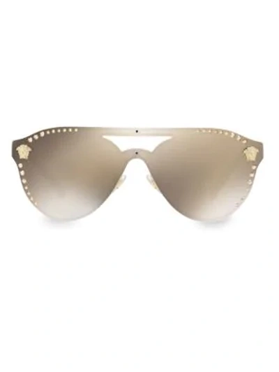 Shop Versace 140mm Aviator Sunglasses In Gold Mirror