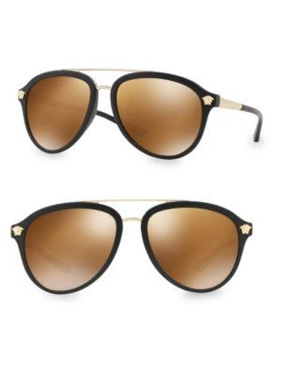 Shop Versace 58mm Aviator Sunglasses In Brown Mirror
