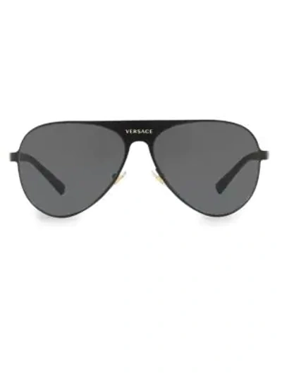 Shop Versace 59mm Aviator Sunglasses In Matte Black