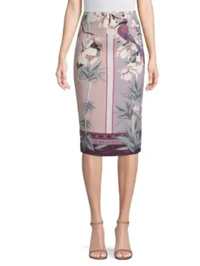 Shop Versace Floral-print Pencil Skirt In Pink Print