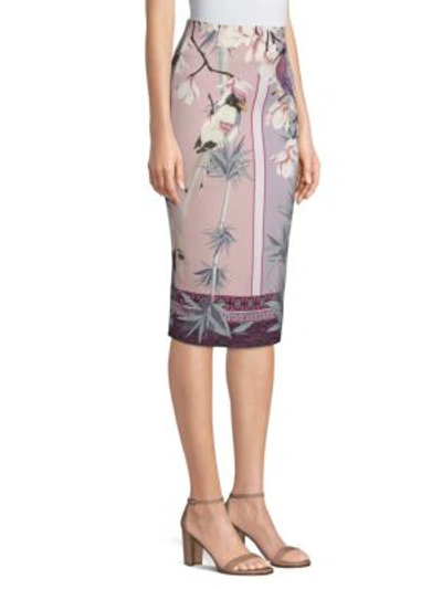 Shop Versace Floral-print Pencil Skirt In Pink Print