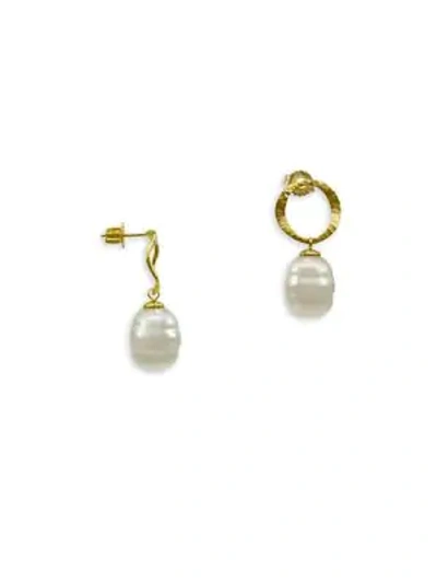 Shop Majorica Artisian Gold & Baroque Pearl Drop Earrings In White