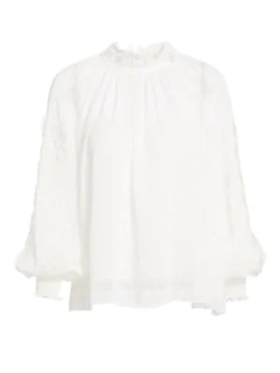 Shop See By Chloé Floral Embroidered Blouse In White