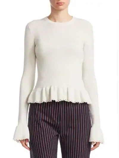 Shop See By Chloé Knit Peplum Sweater In Misty Ivory