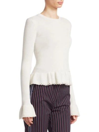 Shop See By Chloé Knit Peplum Sweater In Misty Ivory