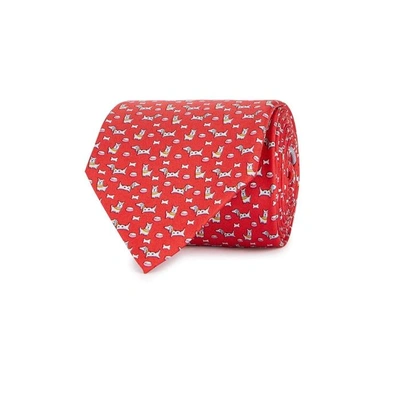 Shop Ferragamo Red Dog-print Silk Twill Tie