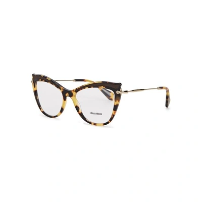 Shop Miu Miu Tortoiseshell Cat-eye Optical Glasses In Havana