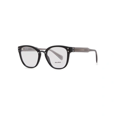 Shop Miu Miu Black Oval-frame Optical Glasses