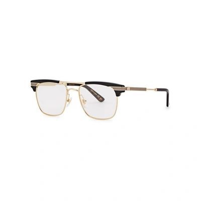 Shop Gucci Black Wayfarer-style Optical Glasses