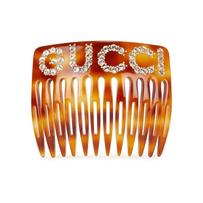 Shop Gucci Crystal-embellished Logo Hair Comb