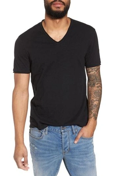 Shop John Varvatos Slim Fit Slubbed V-neck T-shirt In Black