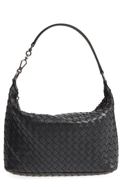 Shop Bottega Veneta Intrecciato Small Shoulder Bag - Black