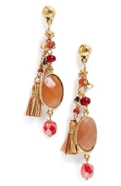 Shop Gas Bijoux Serti Pondichery Earrings In Orange/ Gold