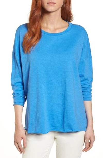 Shop Eileen Fisher Organic Cotton Knit Top In Blue Bell