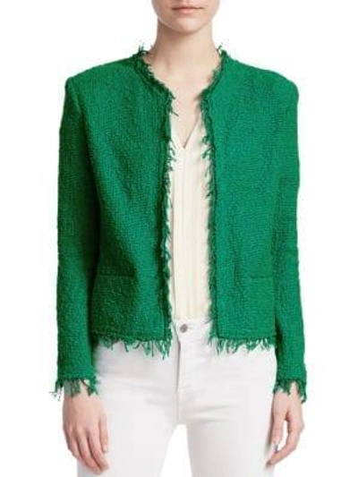 Shop Iro Shavani Fringe-trimmed Jacket In Emerald