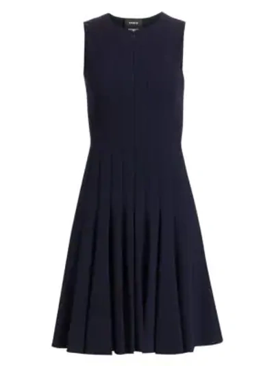 Shop Akris Women's Zipper-accented Wool Dress In Navy