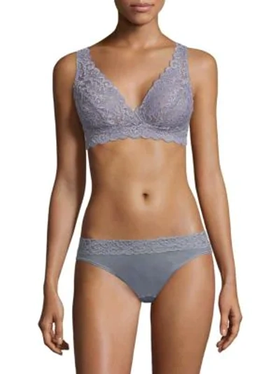 Shop Hanro Luxury Moments Allover Lace Soft Cup Bra In Lilac Grey